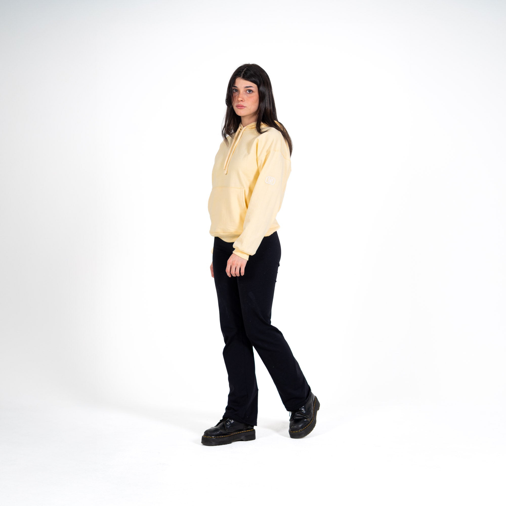Monochromatic Cotton Yellow Hoodie