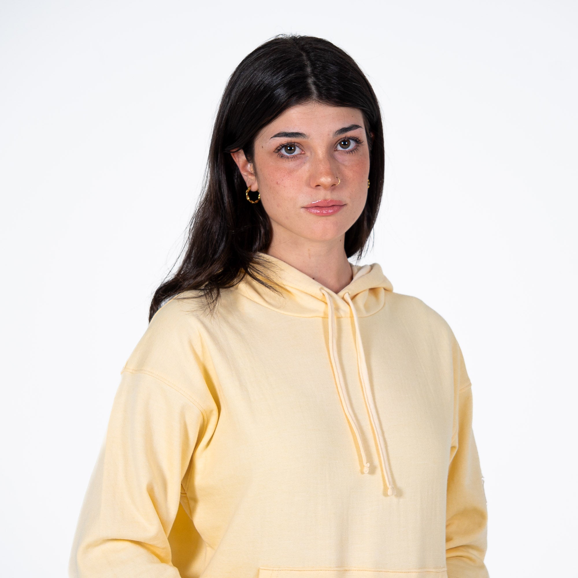 Monochromatic Cotton Yellow Hoodie