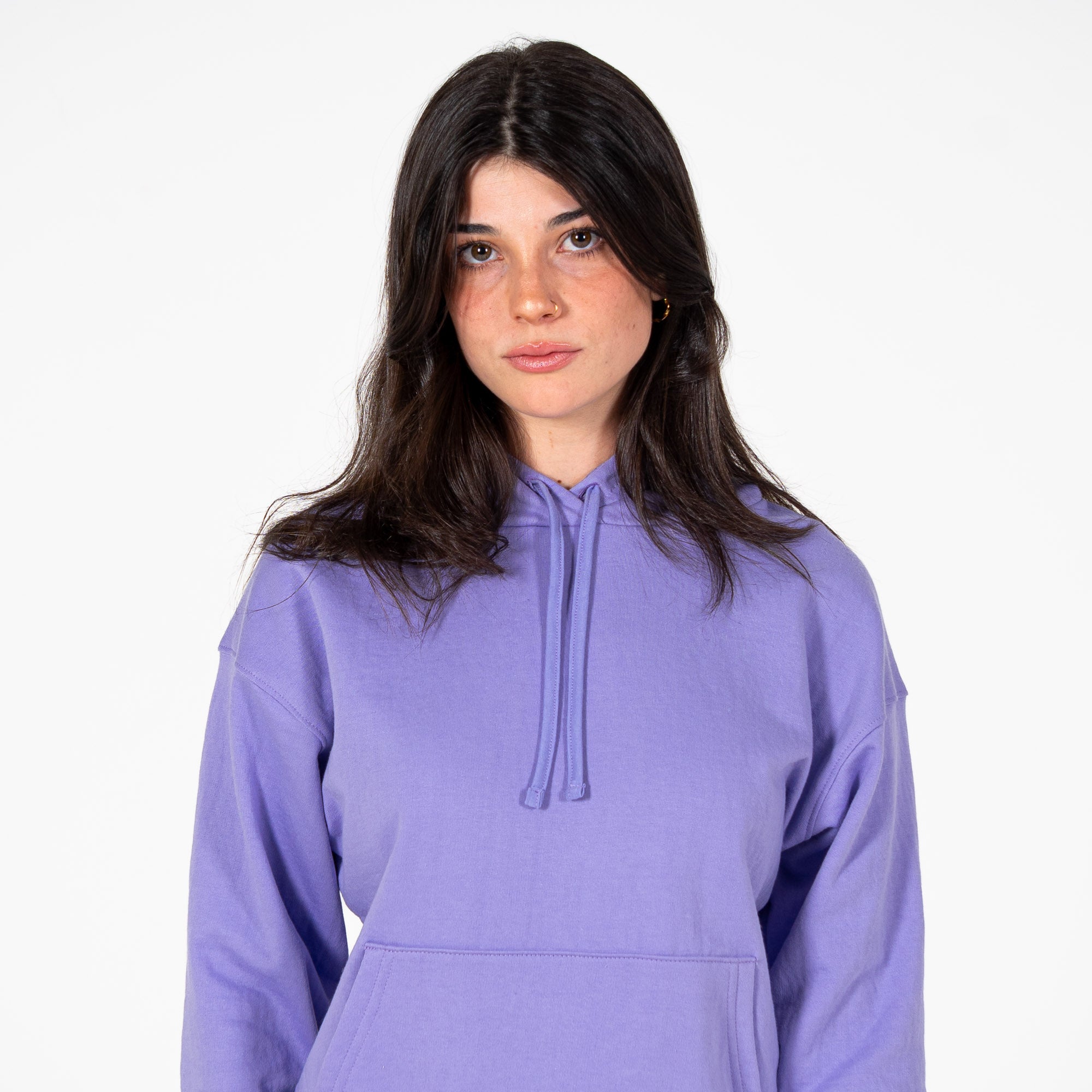Monochromatic Cotton Purple Hoodie