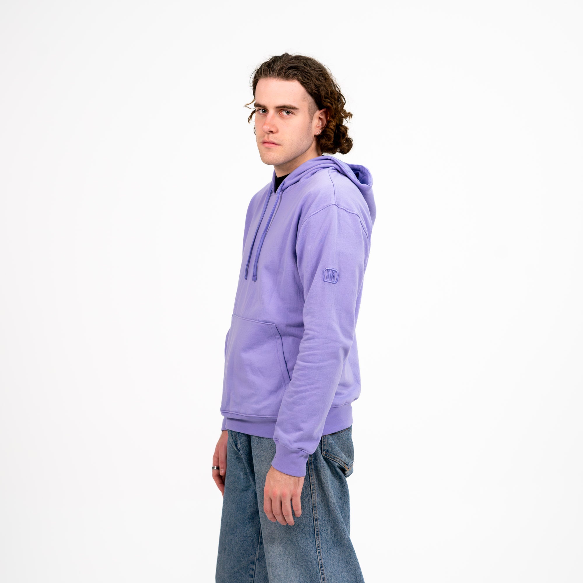 Monochromatic Cotton Purple Hoodie