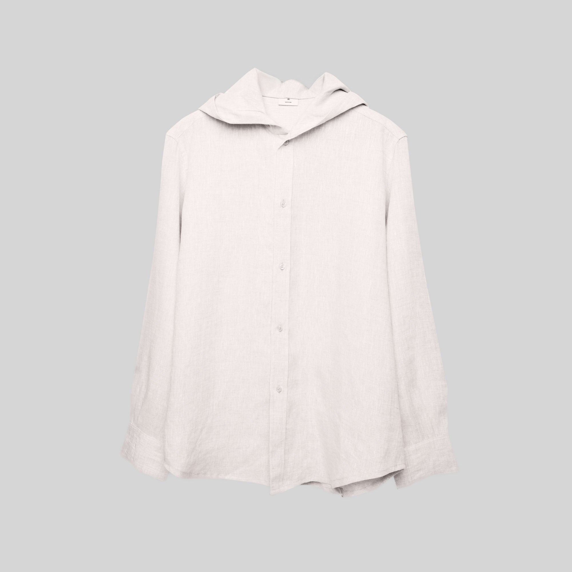 Linen Shirt with Hoodie White