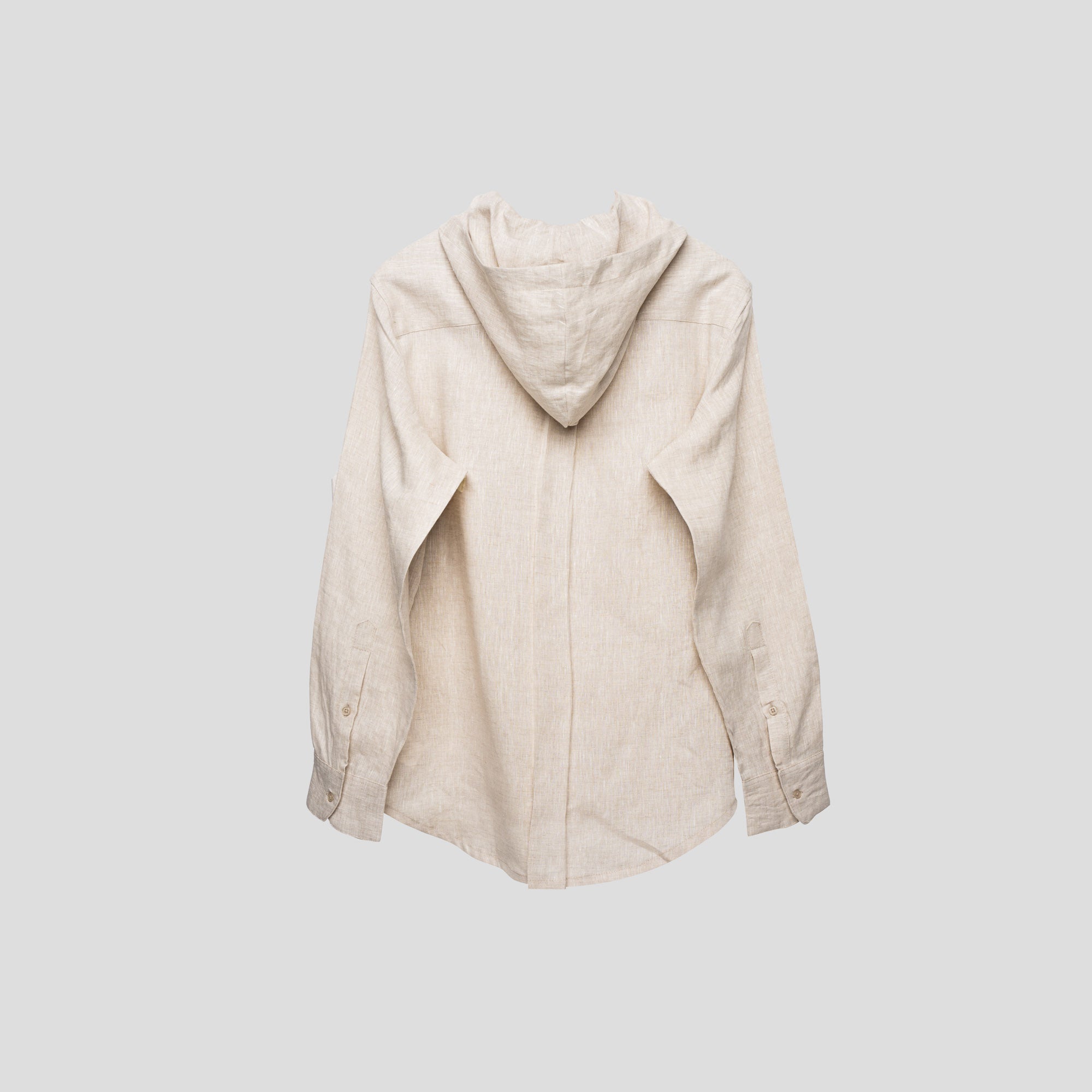 Linen Shirt with Hoodie Beige