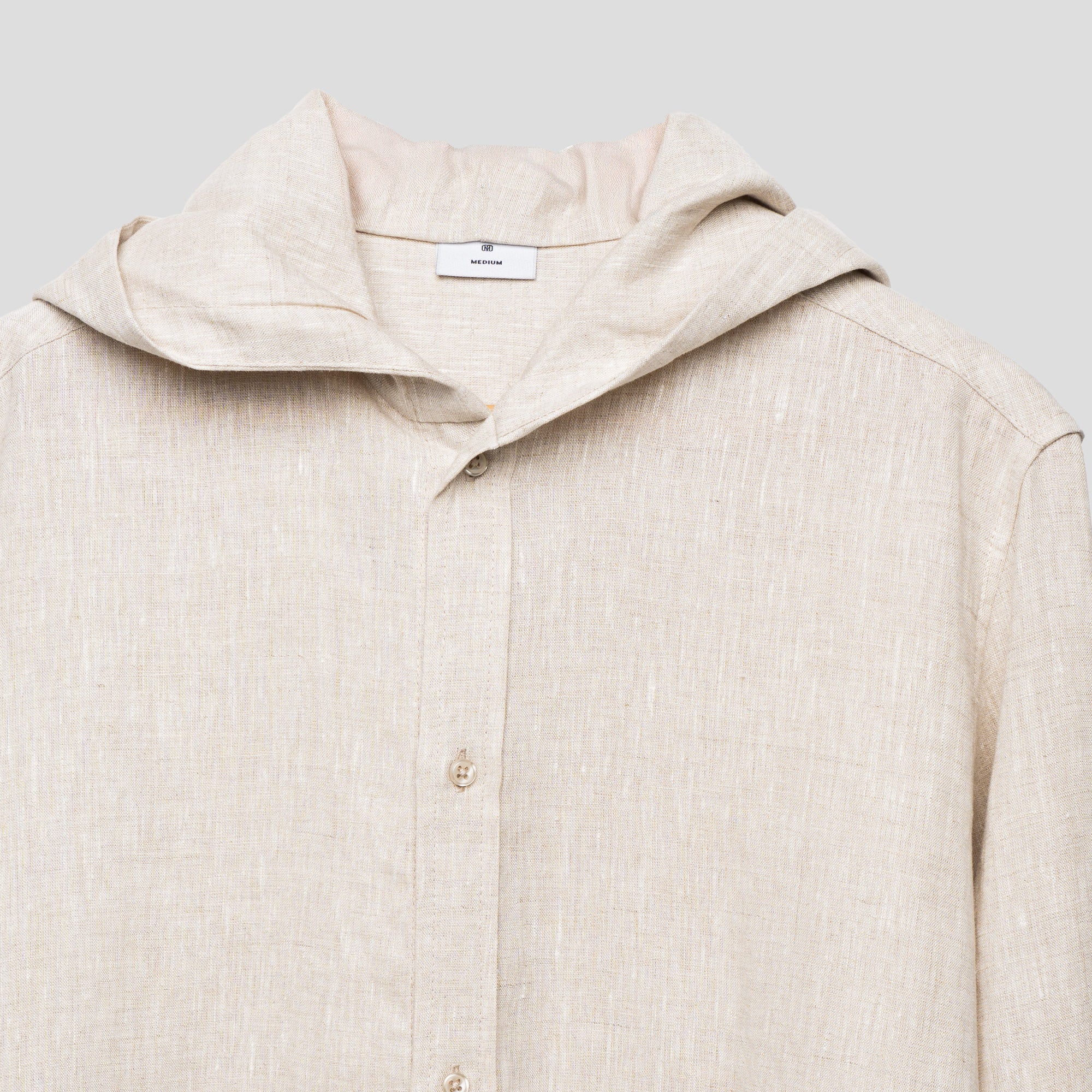 Linen Shirt with Hoodie Beige