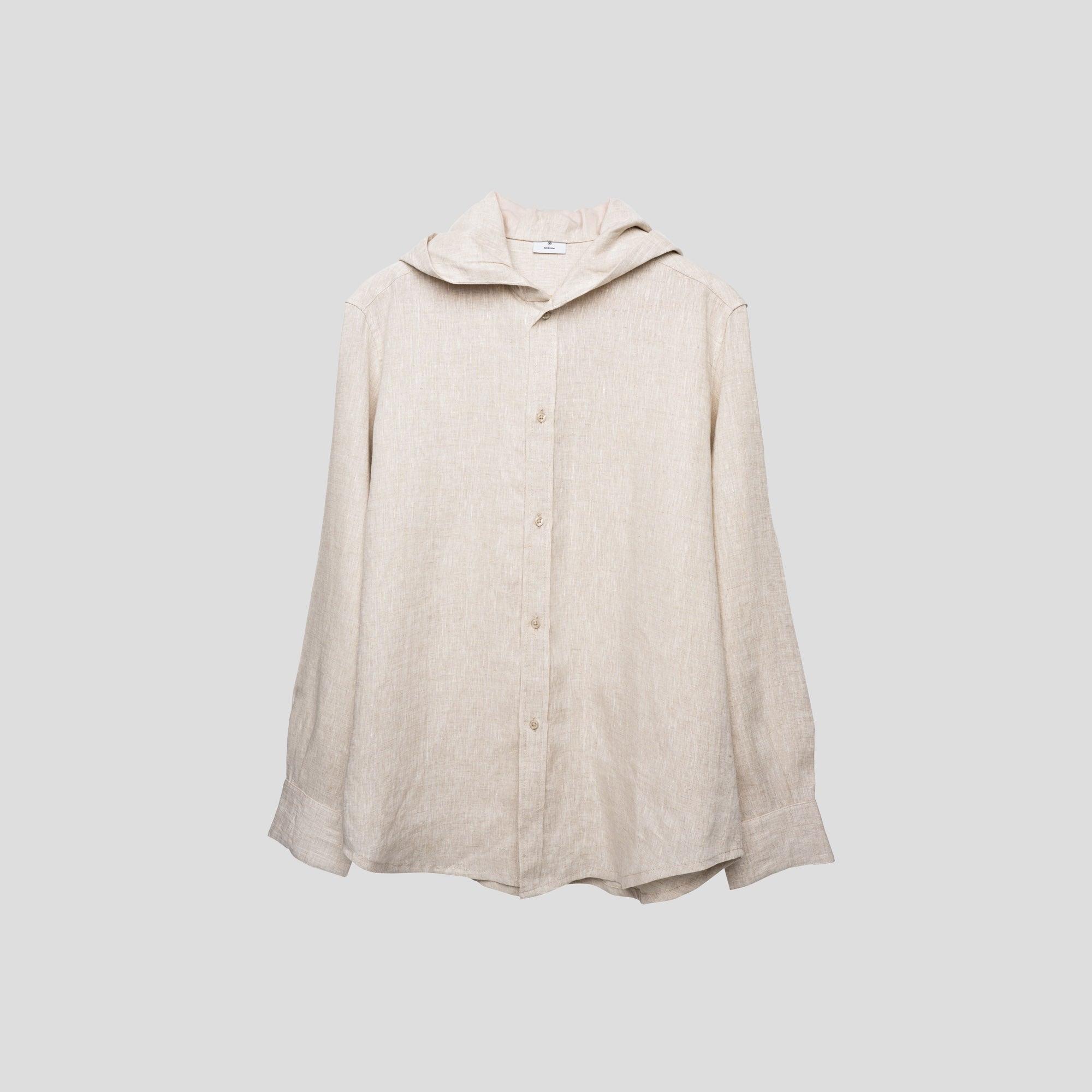Linen Shirt with Hoodie Beige