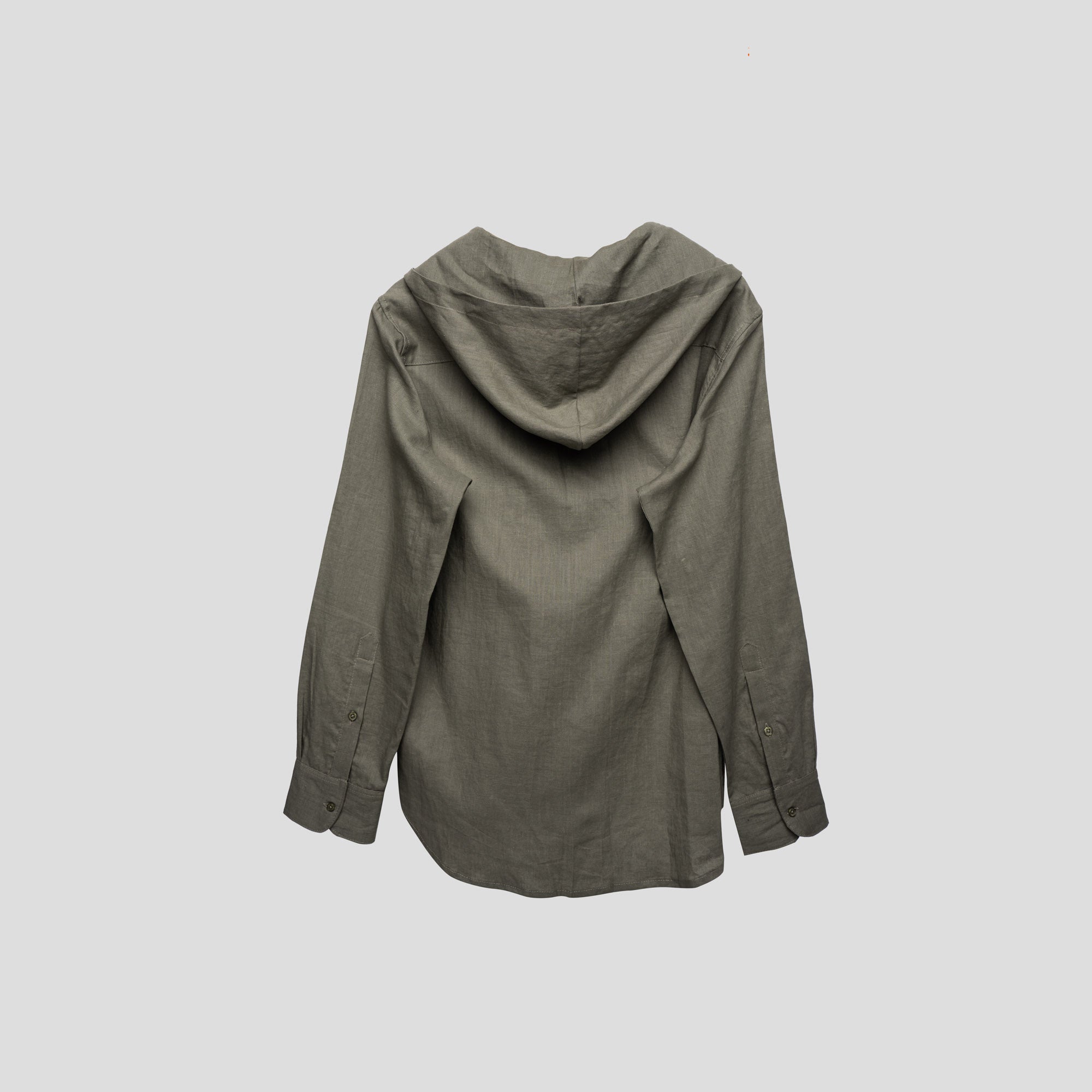 Linen Shirt with Hoodie Green