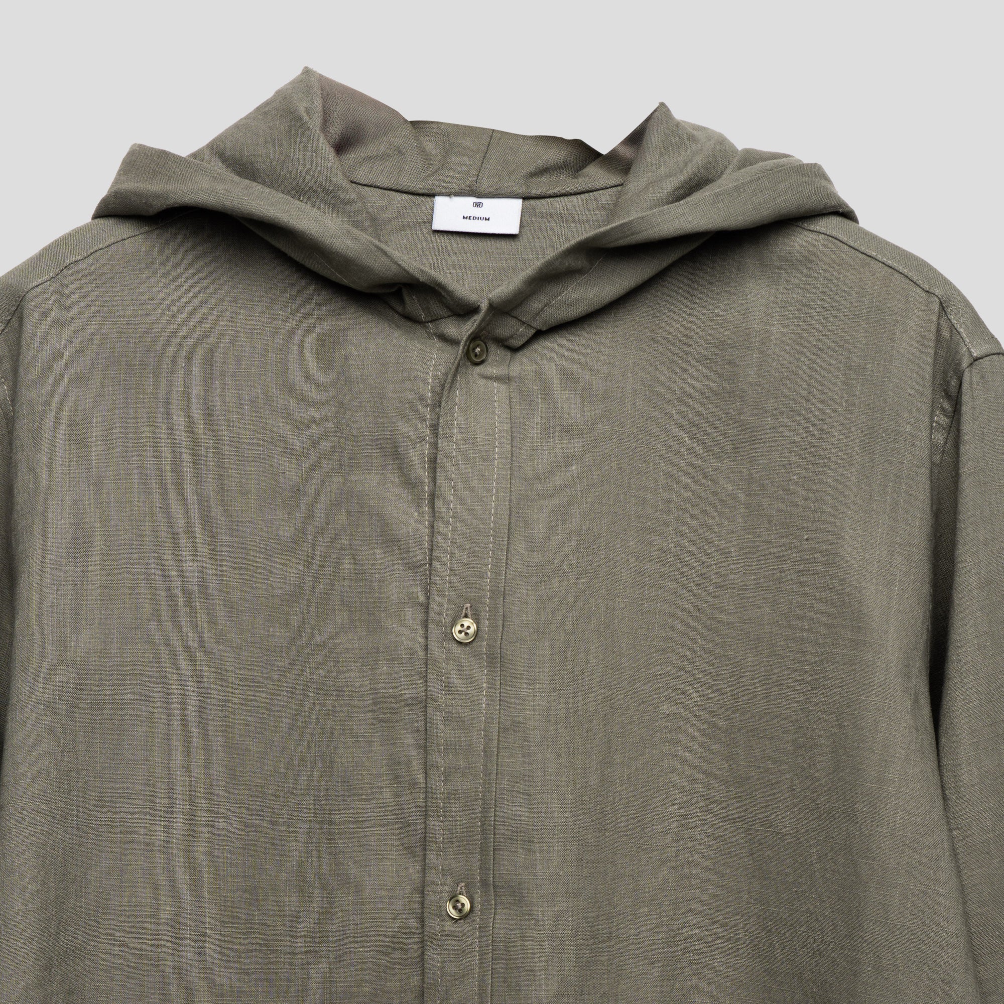 Linen Shirt with Hoodie Green