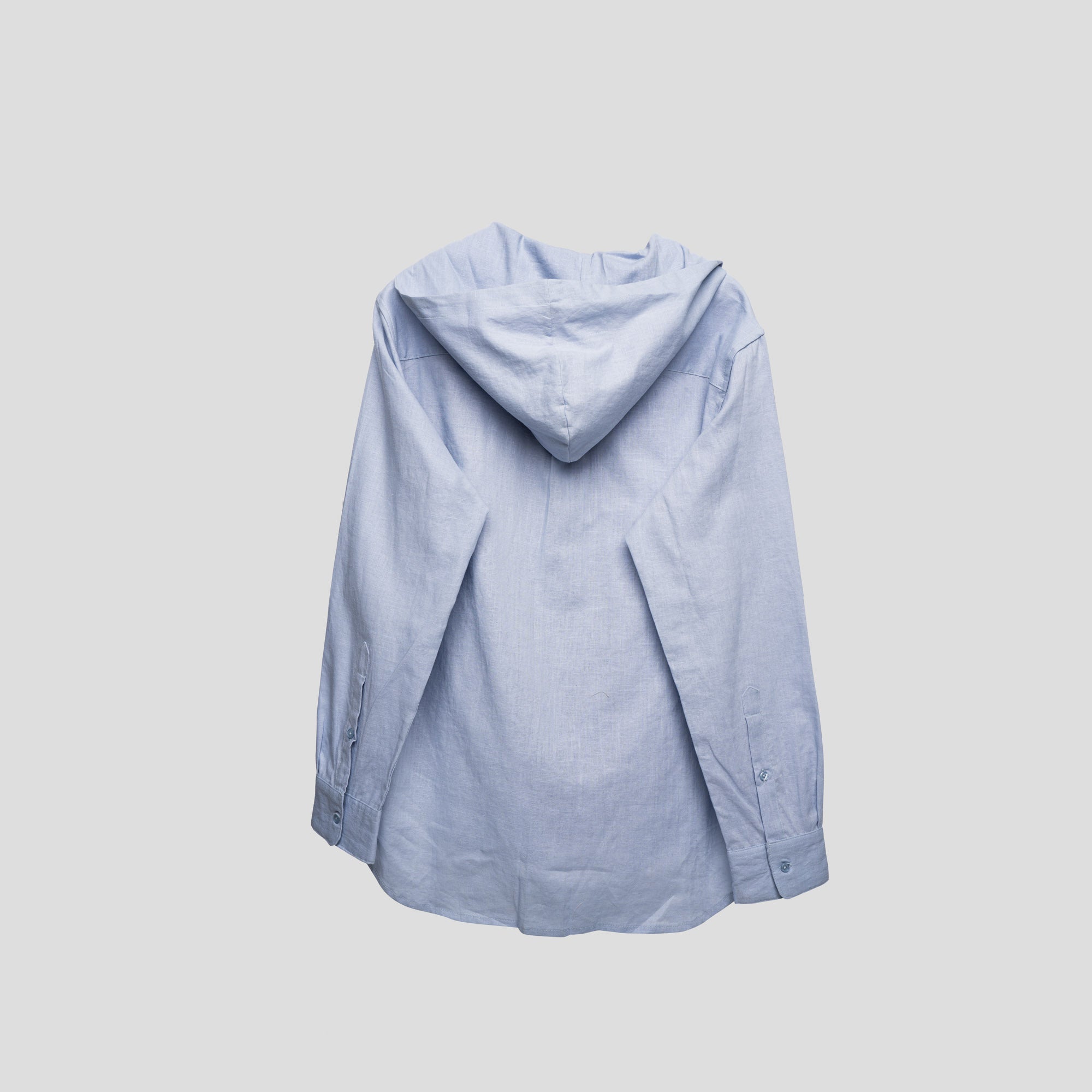 Linen Shirt with Hoodie Blue