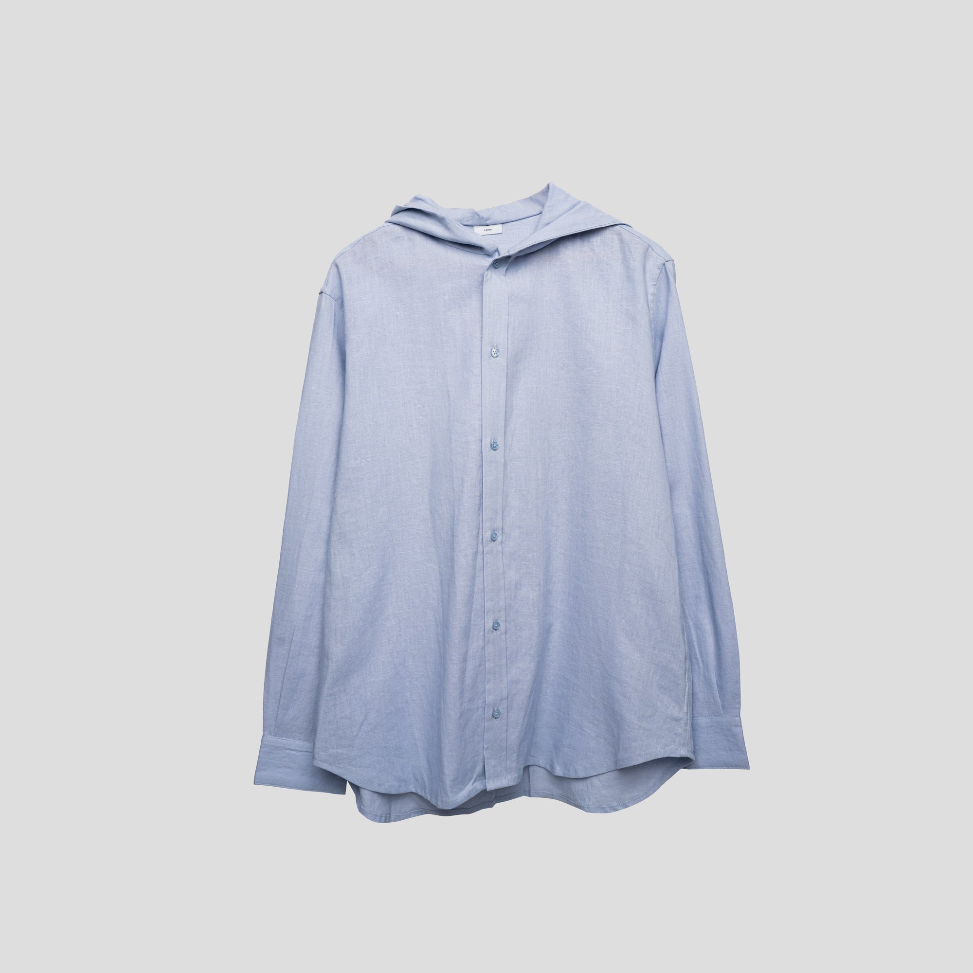Linen Shirt with Hoodie Blue