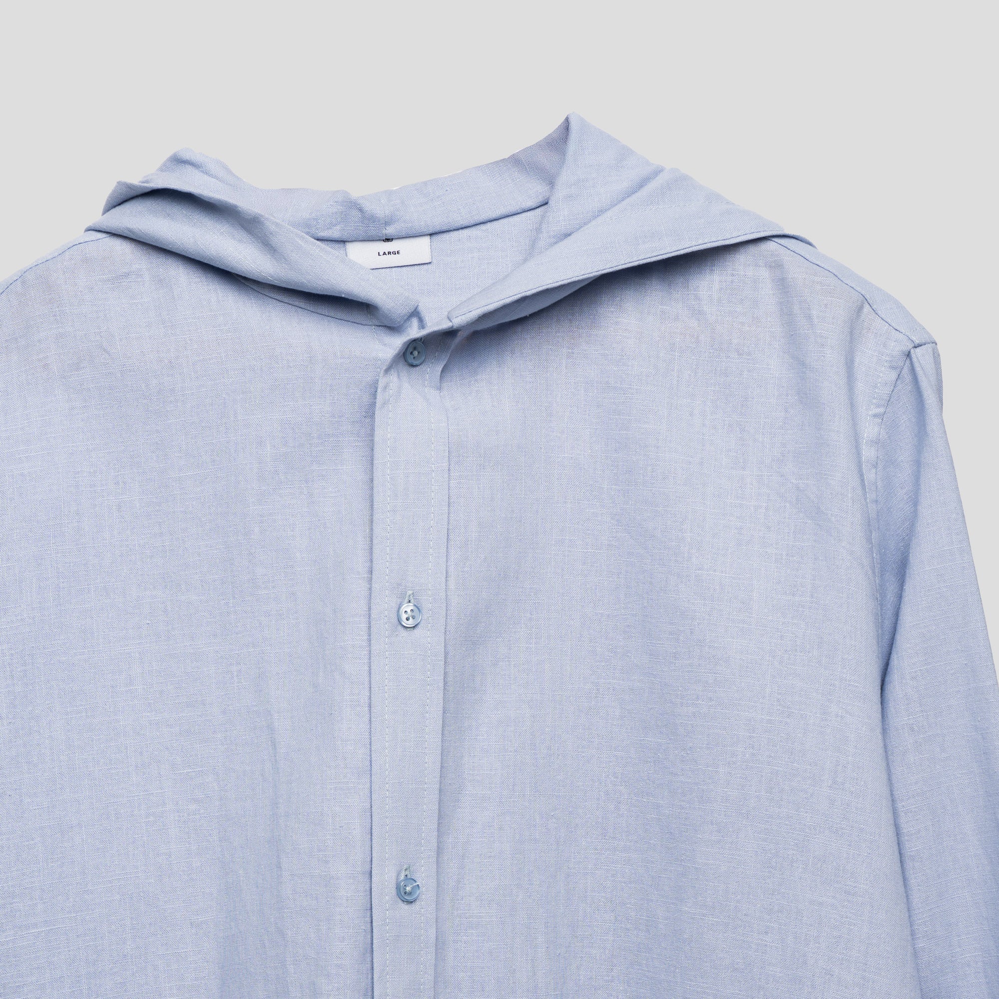 Linen Shirt with Hoodie Blue
