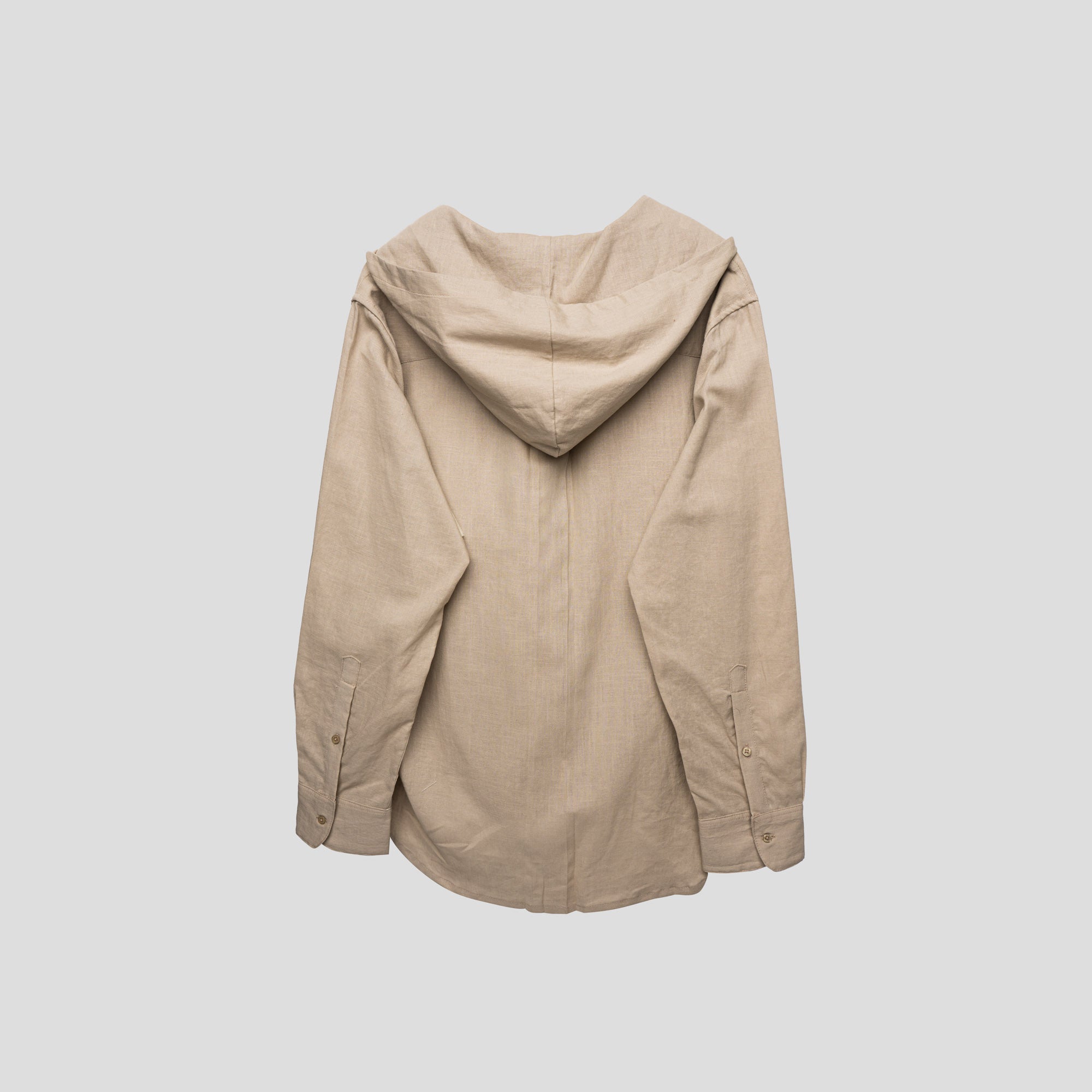 Linen Shirt with Hoodie Sand