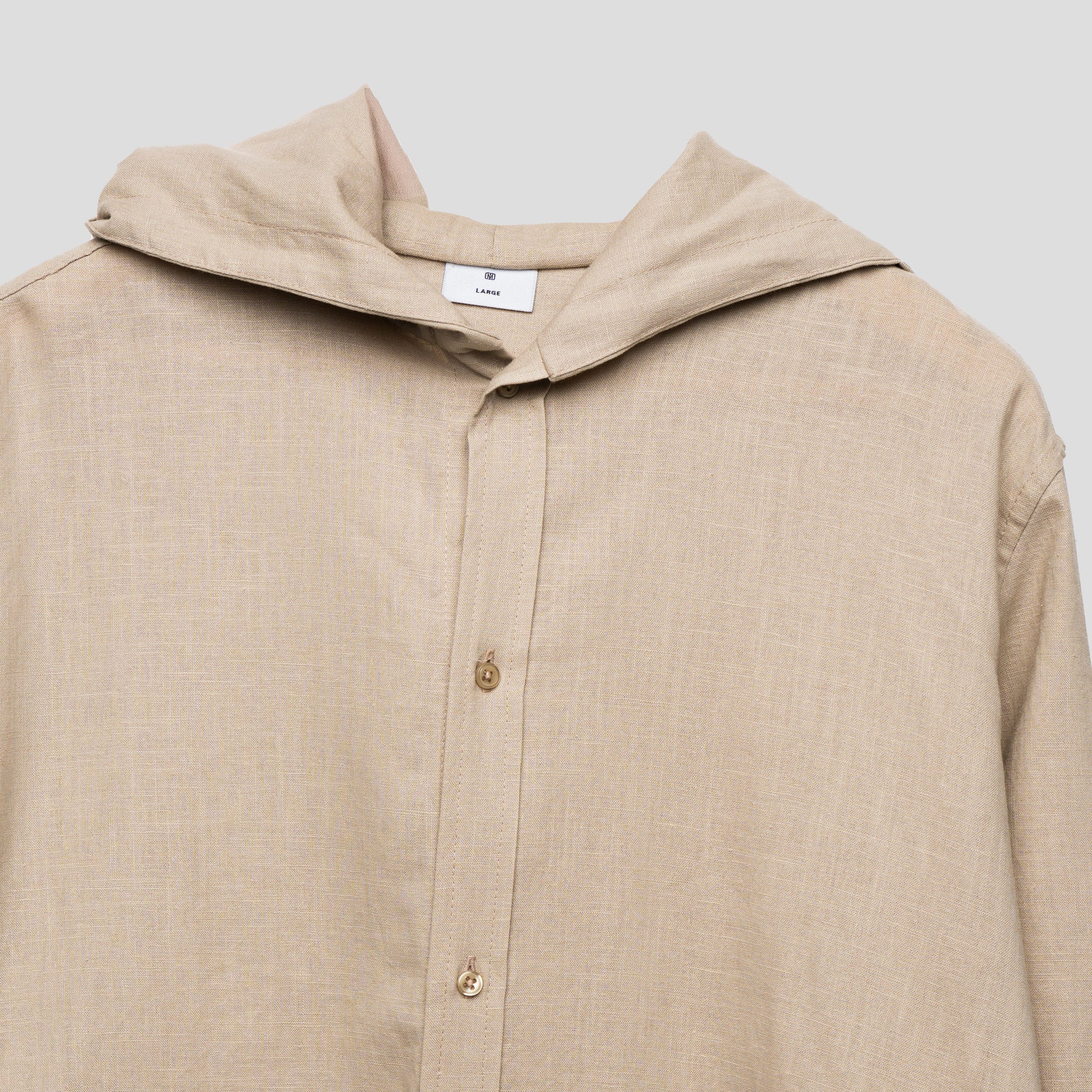Linen Shirt with Hoodie Sand