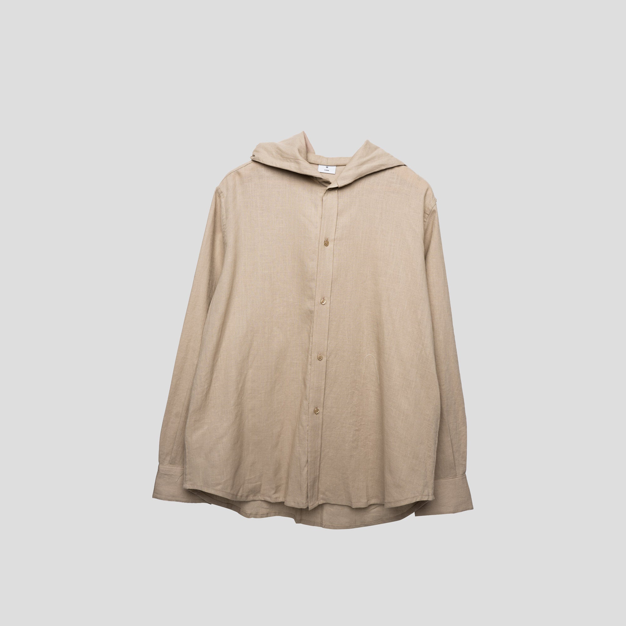 Linen Shirt with Hoodie Sand