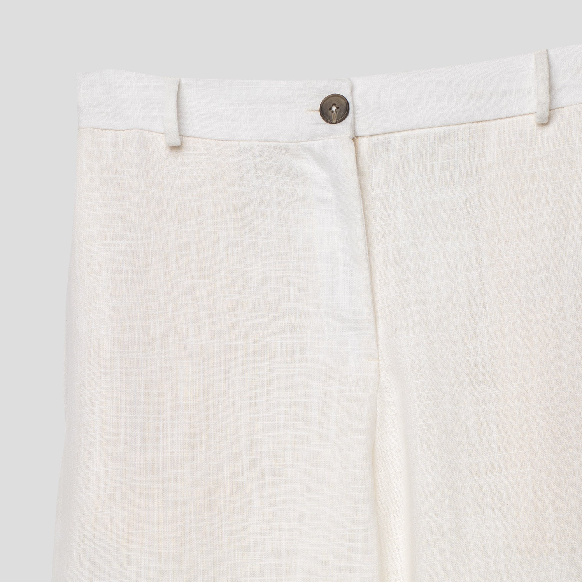Linen Wide-Leg Trousers White
