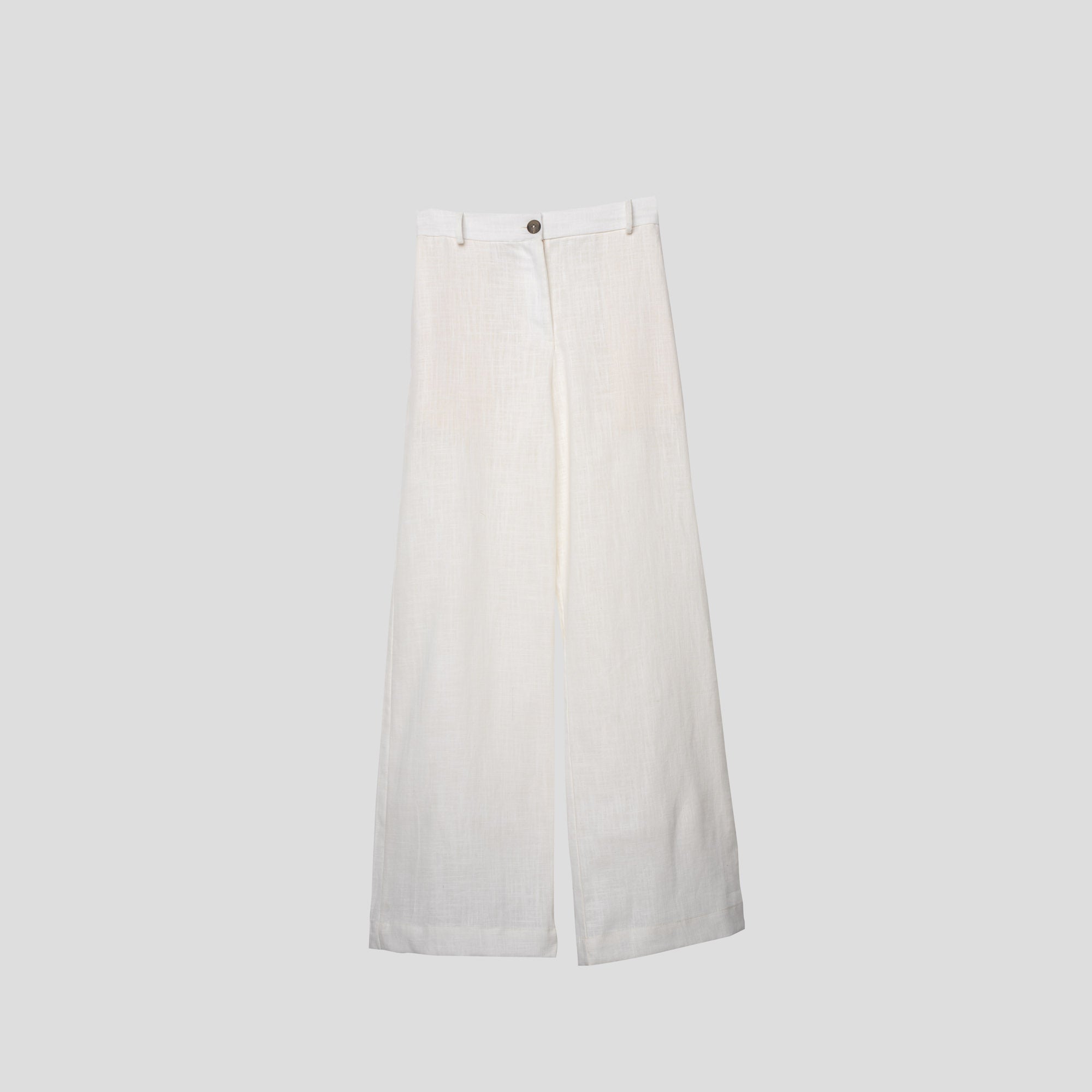 Linen Wide-Leg Trousers White