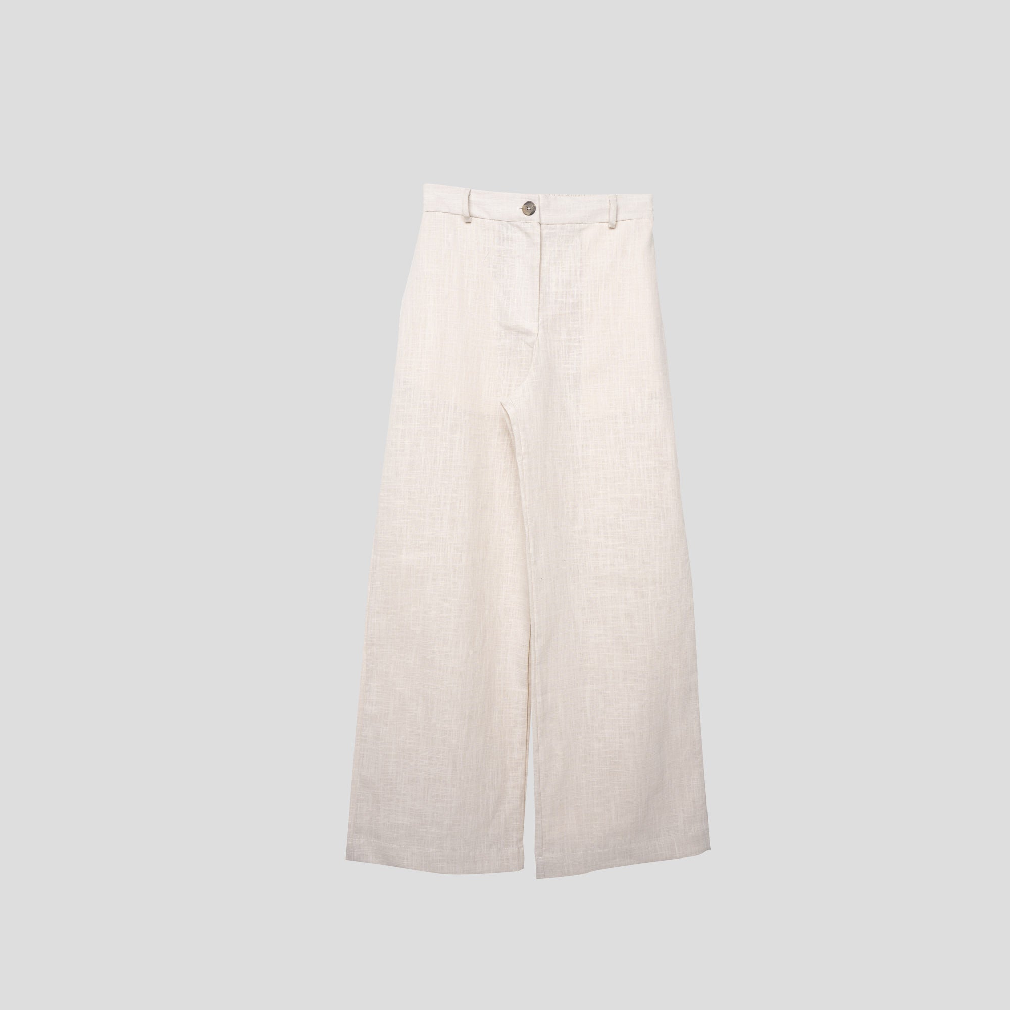 Linen Wide-Leg Trousers Beige