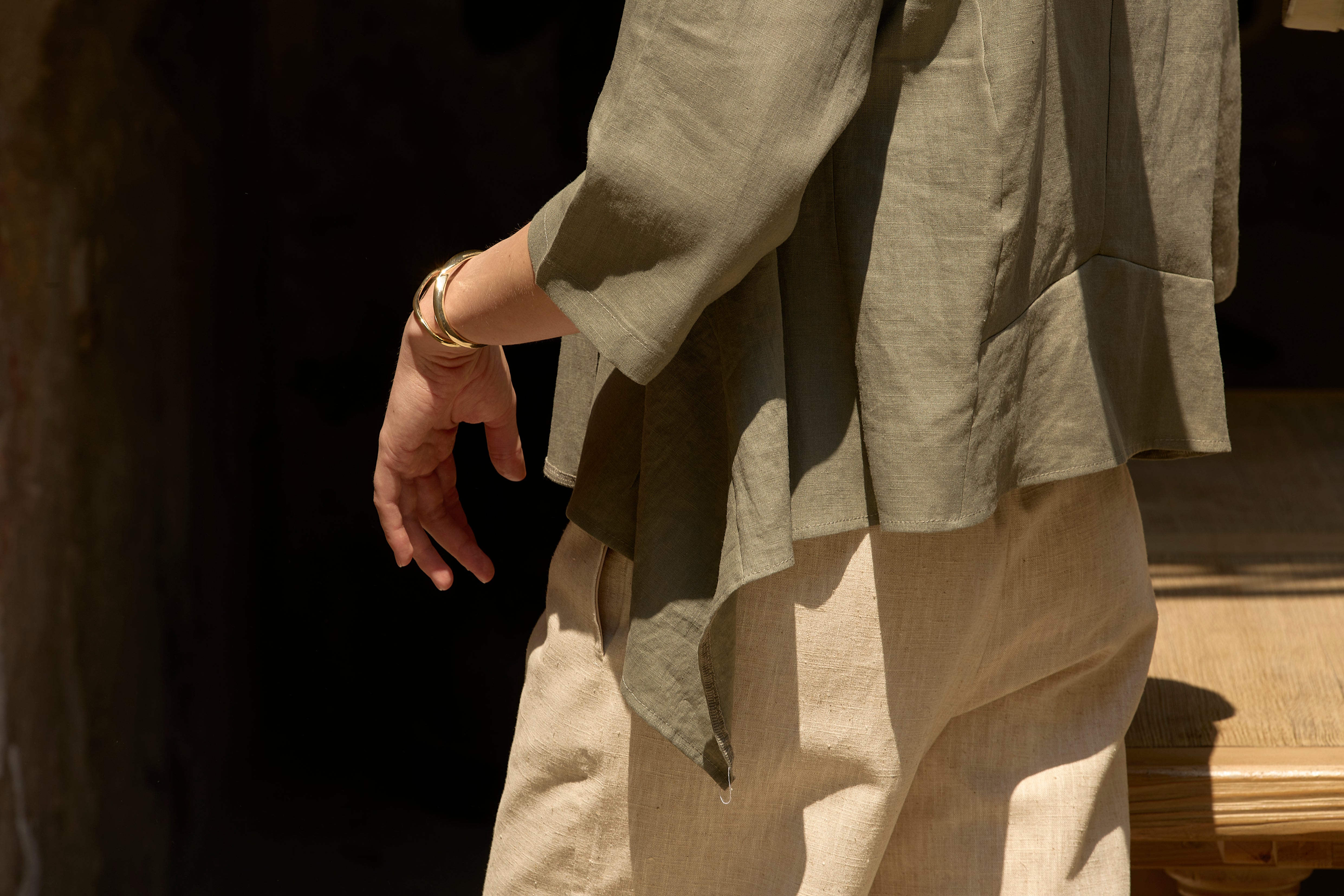 Linen Wide-Leg Trousers Sand